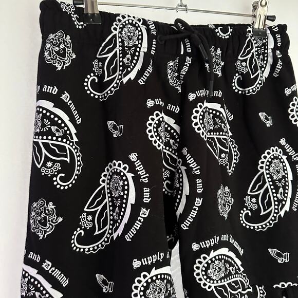 NWT Supply & Demand Black and White‎ Paisley Spray Jogger Sweatpant Men's XS - Picture 4 of 11